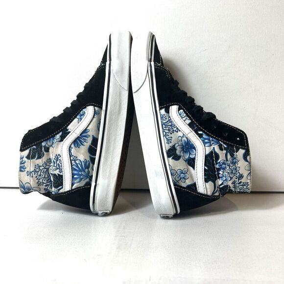 Vans Sk8-Hi Black Suede Canvas Floral Sneaker Women 7.5 Lace Up Skate Shoe Men 6 - Picture 6 of 11
